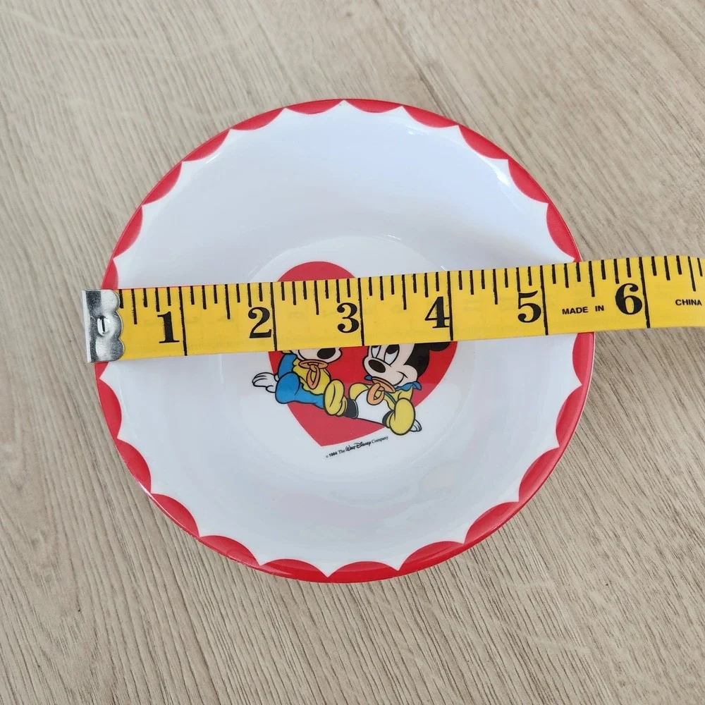 Vintage 1984 Disney Selandia Designs Baby Mickey‎ Minnie Mouse Melamine Bowl Red
